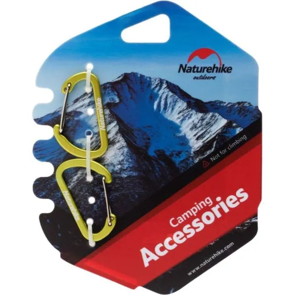 Карабин Naturehike NH15A004-H  D-образный мини 4см 2 упаковки зеленый, 6927595717325 Карабин Naturehike NH15A004-H  D-образный мини 4см 2 упаковки зеленый, 6927595717325