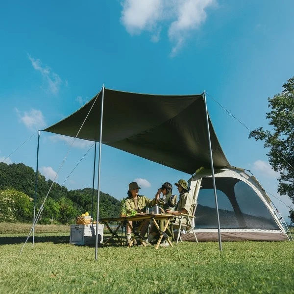 Палатка Naturehike Ango Automatic CNK2550WS010 трёхместная, большая, c навесом, светло-серая с серым