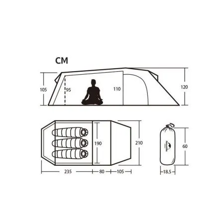 Палатка трехместная Naturehike NH17L001-L с ковриком, оранжевая, 6927595724729