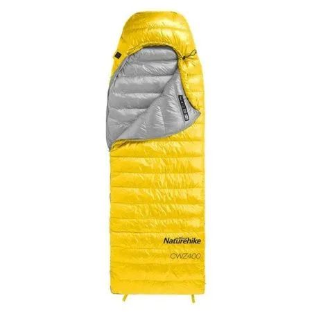 Мешок спальный Naturehike CWZ400 NH19W400-Z с пуховым конвертом  M желтый, молния слева, 6927595765340L