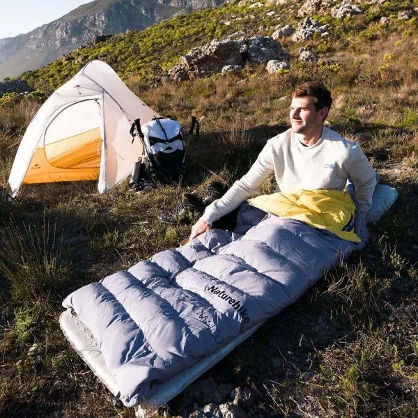 Мешок спальный Naturehike CW400 NH18C400-D с утиным пухом, размер M, серый