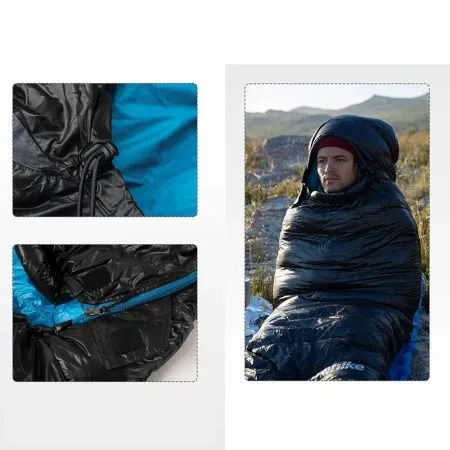 Мешок спальный Naturehike CW400 NH18C400-D с утиным пухом, размер L, черный