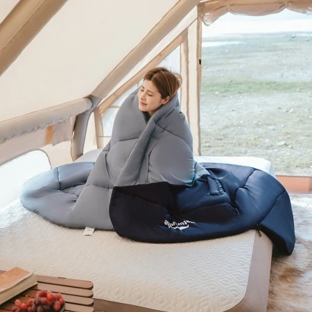 Спальный мешок Naturehike Sunny Day PL02 CNK2550WS028 U250, синий с голубым, молния слева