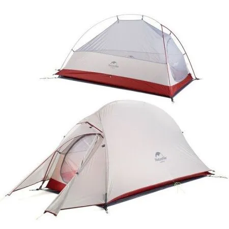 Палатка Naturehike Сloud up 1 NH18T010-T одноместная  с ковриком , серо-красная, 6927595730522