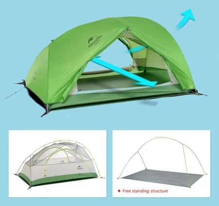 Палатка Naturehike Star-river NH17T012-T 210T двухместная сверхлегкая + коврик  зеленый, 6927595789049 (Витрин. образец.)