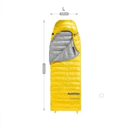 Мешок спальный Naturehike CWZ400 NH19W400-Z с пуховым конвертом  L желтый, молния слева, 6927595765364L