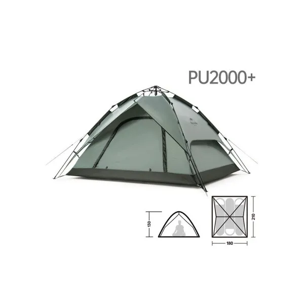 Палатка Naturehike автоматическая NH21ZP008, трехместная, серо-зеленая, 6927595777442 Палатка Naturehike автоматическая NH21ZP008, трехместная, серо-зеленая, 6927595777442