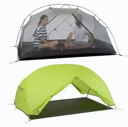 Палатка 2-местная Naturehike сверхлегкая Mongar NH17T007-M, 20D , светло-зеленый