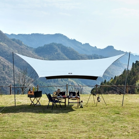 Тент Naturehike Hexagonal NH20TM087 68D, 520*420 см для кемпинга, серо-зеленый с двумя стойками