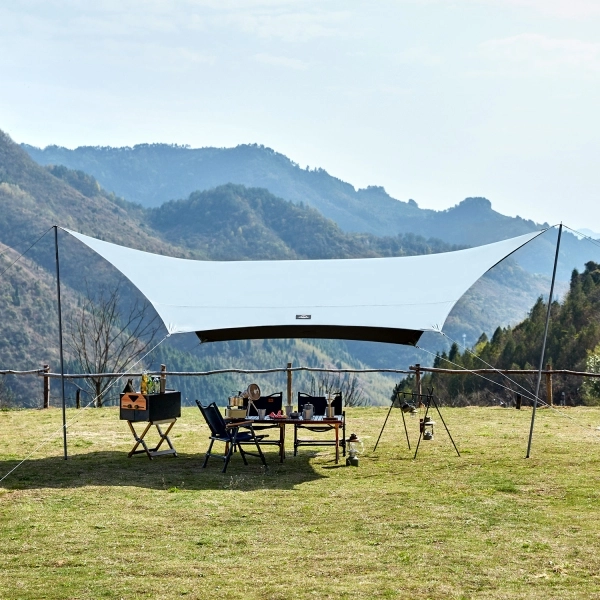Тент Naturehike Hexagonal NH20TM087 68D, 520*420 см для кемпинга, серо-зеленый с двумя стойками