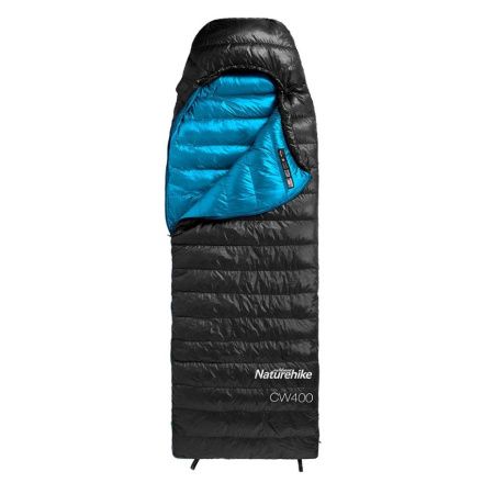 Мешок спальный Naturehike CW400 NH18C400-D с гусинным пухом, размер M, черный, молния слева, 6927595761663L