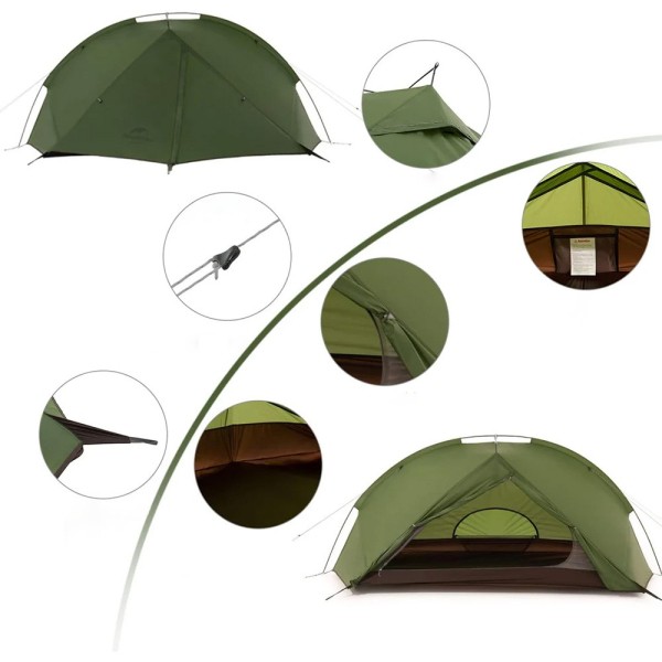 Палатка Naturehike Tagar NH17T180-J двухместная зелёная, 6927595793183