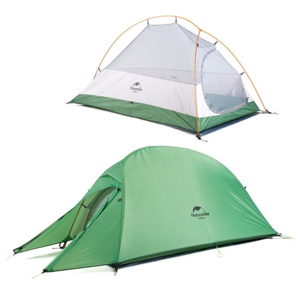 Палатка 2-местная Naturehike сверхлегкая + коврик Сloud up NH17T001-T, 20D , зеленый