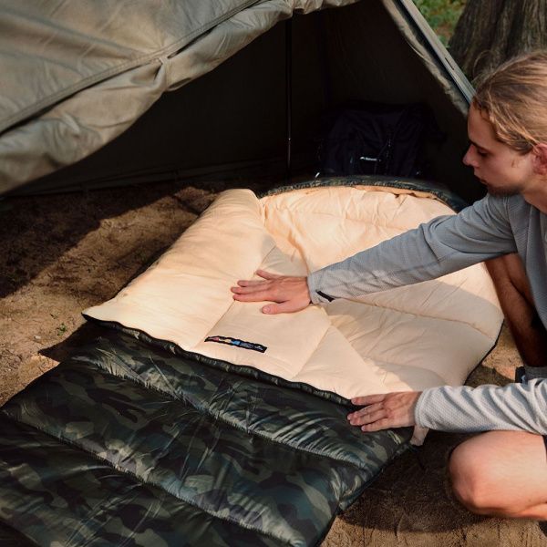 Ультралёгкий спальный мешок Naturehike CNK2350WS023 M320 хлопковый с капюшоном весна осень камуфляжный