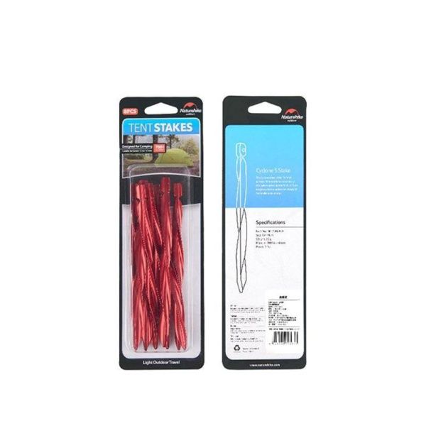 Колышки  Naturehike NH17D024-D спиральный алюминиевый  25см L (4шт) красный, 6927595723340