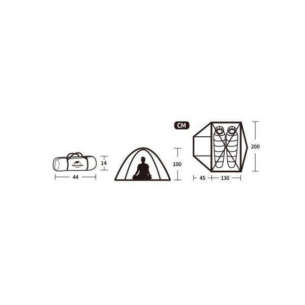 Палатка Naturehike P-Series NH18Z022-P 210T/65D, двухместная, серо-голубая, 6927595783597