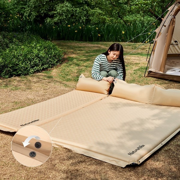 Коврик Naturehike CNK2300DZ014 D01 самонадувной с подушкой бежевый 3см, 6976507663397