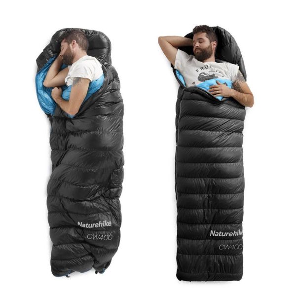 Мешок спальный Naturehike CW400 NH18C400-D с утиным пухом, размер L, черный