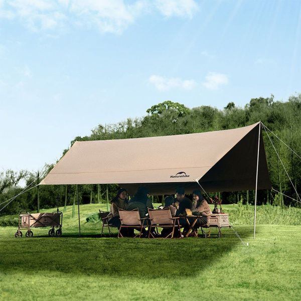 Тент Naturehike Yunxiao Canopy Lite CNK2350WS015, 150D, 500-390*380 см для кемпинга, светло-коричневый (с двумя стойками), 6976023926334
