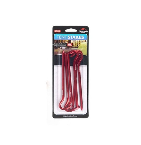 Колышки Naturehike NH17D027-D алюминиевые  для палатки (6 шт.) 17 см, красные, 6927595723371
