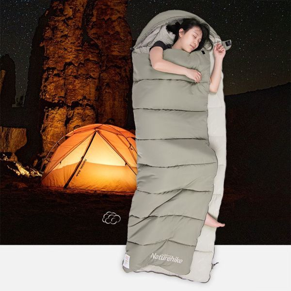 Ультралёгкий спальный мешок Naturehike NH20MSD02 M300 хлопковый с капюшоном весна осень зеленый