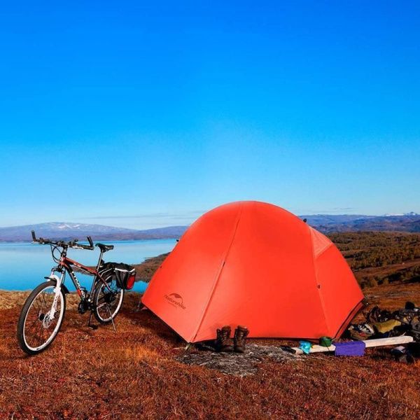 Палатка одноместная Naturehike сверхлегкая + коврик NH18A095-D, оранжевая, 6927595701805