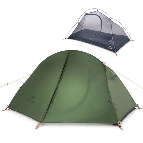 Палатка 1-местная Naturehike сверхлегкая + коврик NH18A095-D, 20D, зеленый