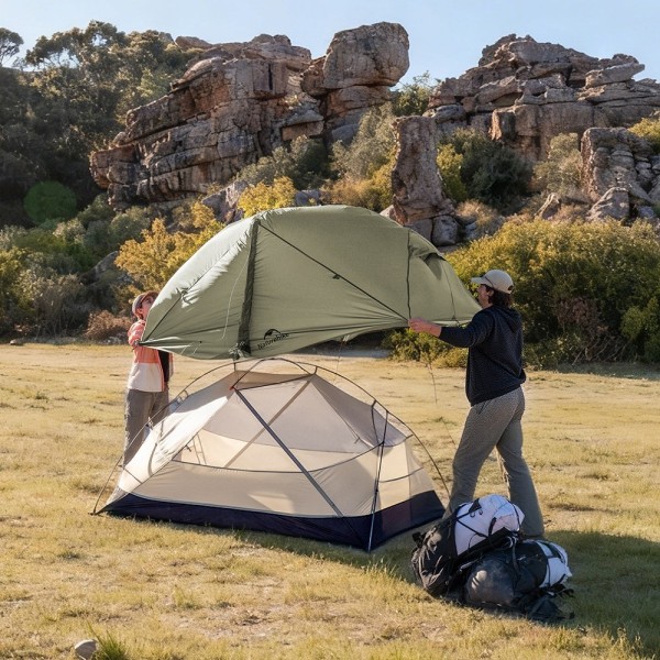 Палатка Naturehike Mongar CNK2550WS037 20D трехместная, зеленый