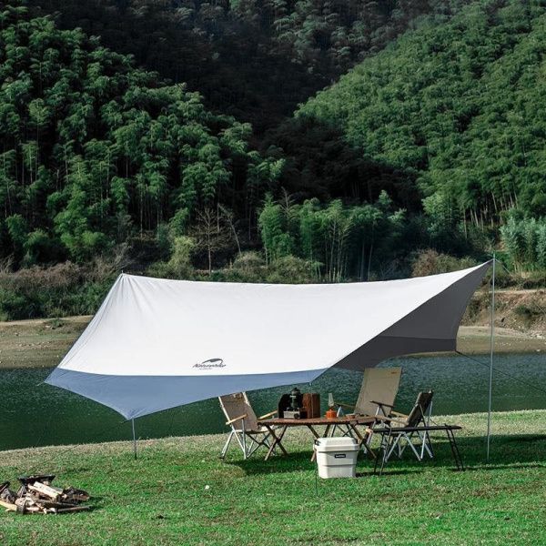 Тент Naturehike Hexagon NH16T013-S, 150D, 520*460 см для кемпинга, серый с голубым (с двумя стойками), 6927595777794