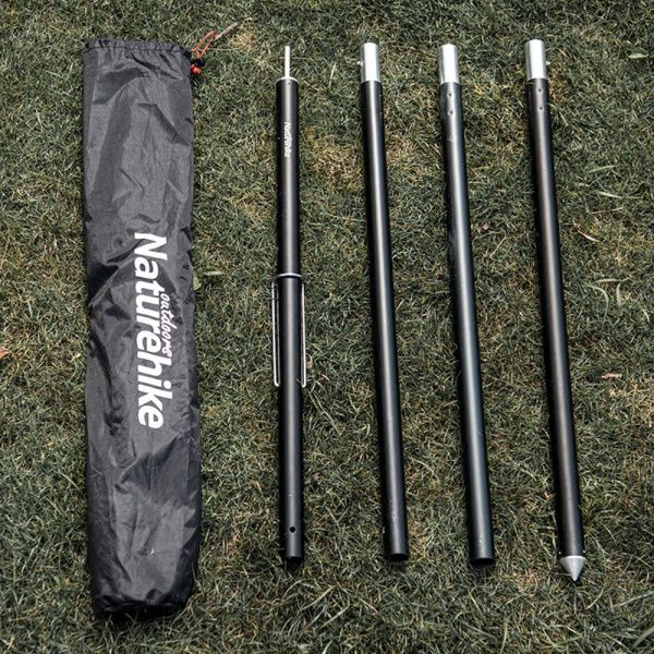 Стойка для тента Naturehike NH20PJ040 алюминиевый сплав 2.4 м, 4 секции, цвет черный, 6927595782538