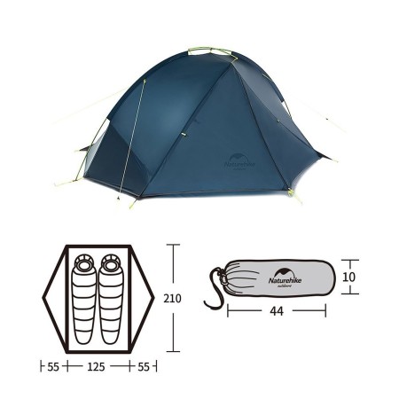 Палатка Naturehike Tagar NH17T180-J двухместная синяя, 6927595716182