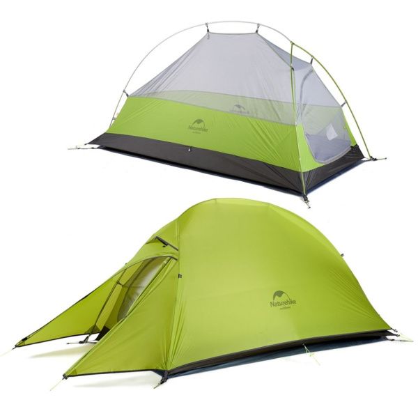 Палатка 1-местная Naturehike сверхлегкая + коврик Сloud up NH18T010-T, 20D , светло-зеленый
