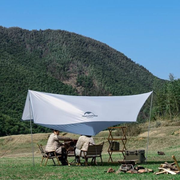 Тент Naturehike Hexagon NH16T013-S, 150D, 520*460 см для кемпинга, серый с голубым (с двумя стойками), 6927595777794