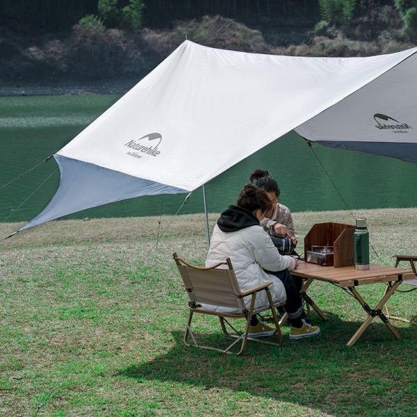 Тент Naturehike Hexagon NH16T013-S, 150D, 520*460 см для кемпинга, серый с голубым (с двумя стойками), 6927595777794