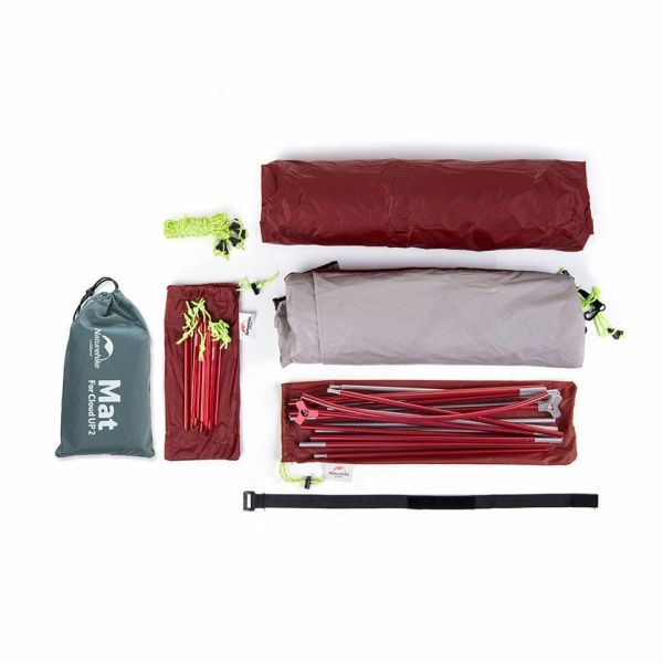 Палатка Naturehike Сloud up 2 20D NH17T001-T двухместная с ковриком, серо-красная, 6927595730560