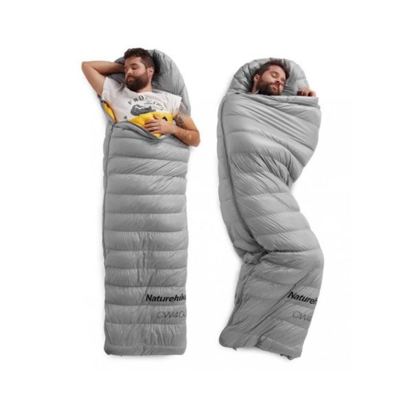 Мешок спальный Naturehike CW400 NH18C400-D с гусинным пухом серый, размер M