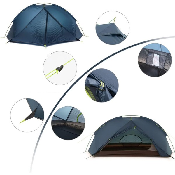 Палатка Naturehike Tagar NH17T180-J двухместная синяя, 6927595716182
