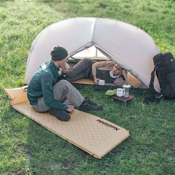 Коврик для сна Naturehike NH15Q002-D надувной с подушкой бежевый, 6927595782576